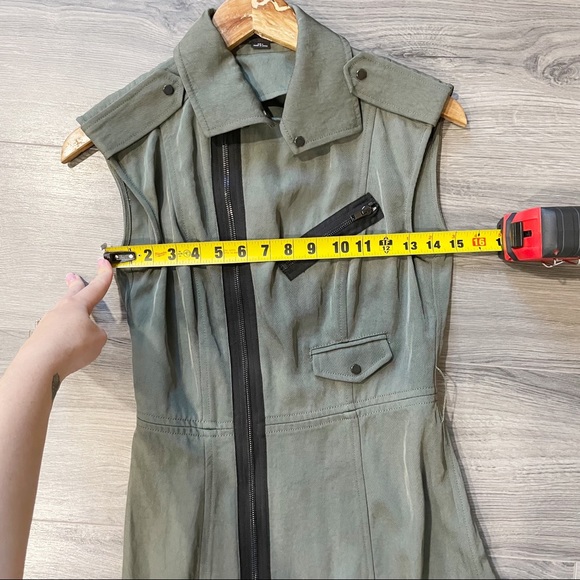 Alexander Wang Twill Olive Green Military Sheath Zipper Designer Dress 4 - Picture 9 of 11